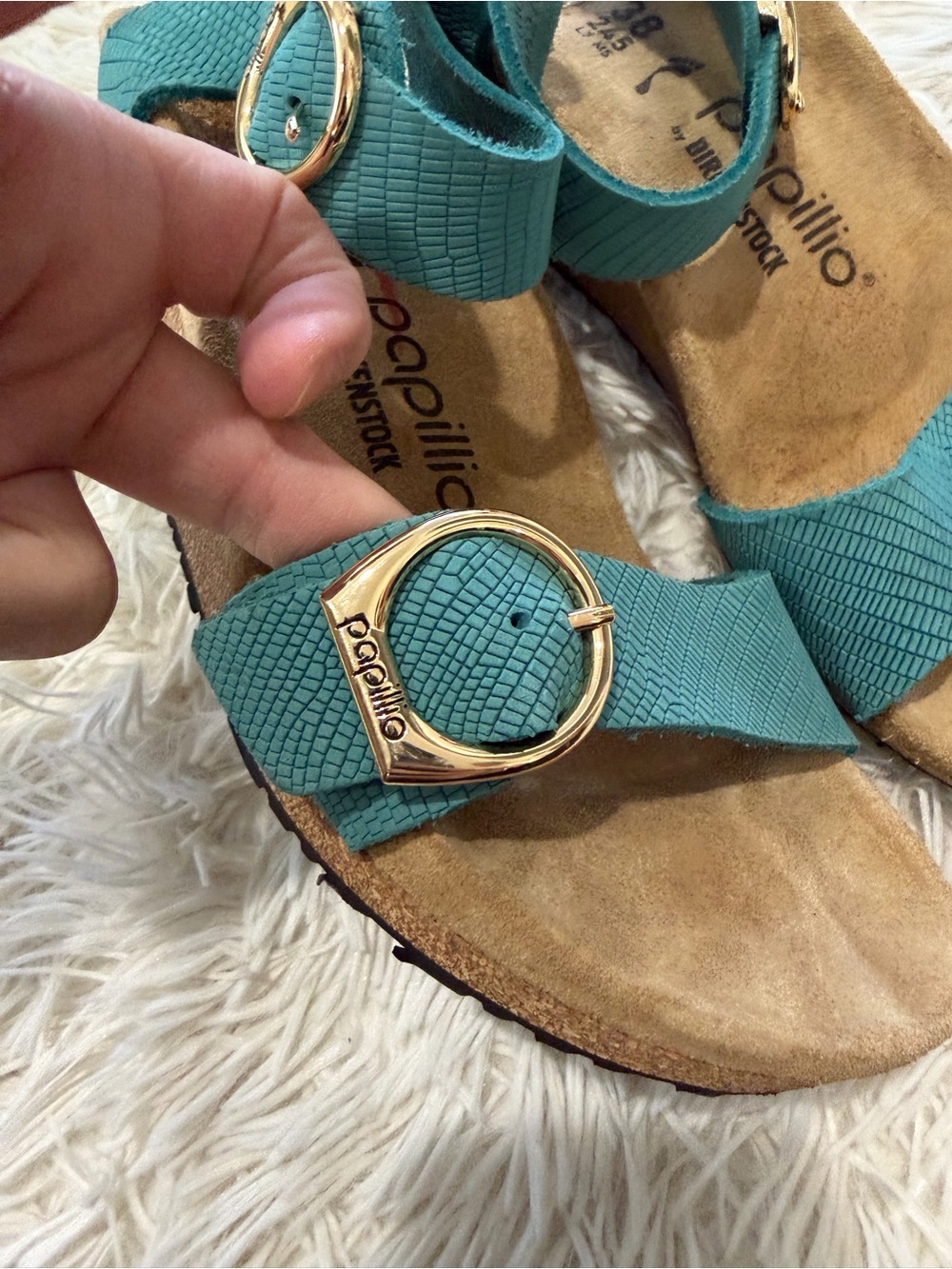 Papillio by Birkenstock Soley Leather Wedge Sandal -Size 38 US 7/7.5 -Biscay Bay - Picture 4 of 10